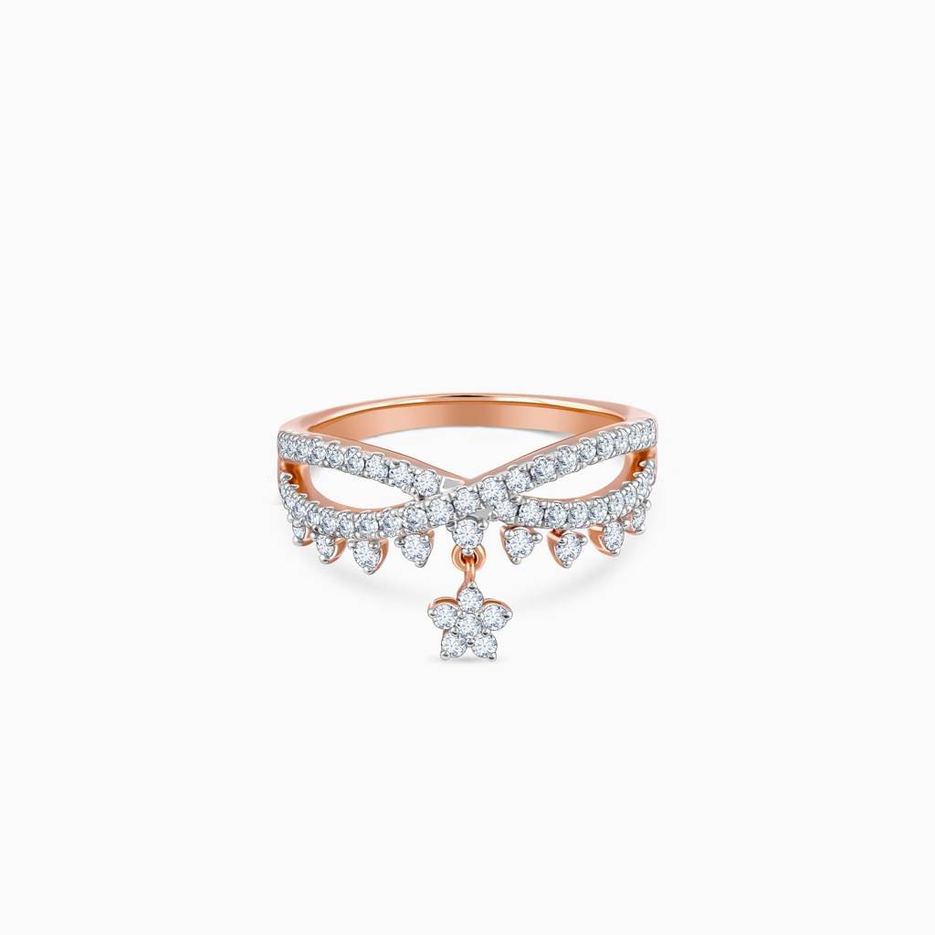 18K Rose Gold Party Floral Diamond Ring|With Certificate Of Authenticity & Bis-Hallmarked Gold Jewellery : GDLR0584