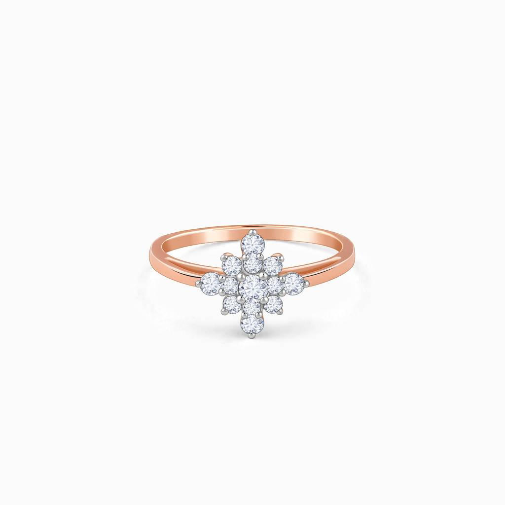 18K Rose Gold Mystic Floral Lab Grown Diamond Ring|With Certificate Of Authenticity & Bis-Hallmarked Gold Jewellery : GDLR0612