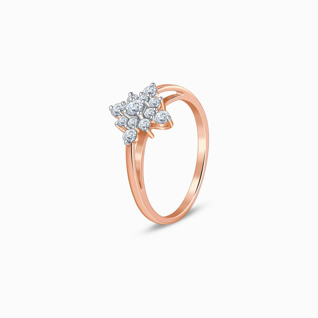 18K Rose Gold Mystic Floral Lab Grown Diamond Ring|With Certificate Of Authenticity & Bis-Hallmarked Gold Jewellery : GDLR0612