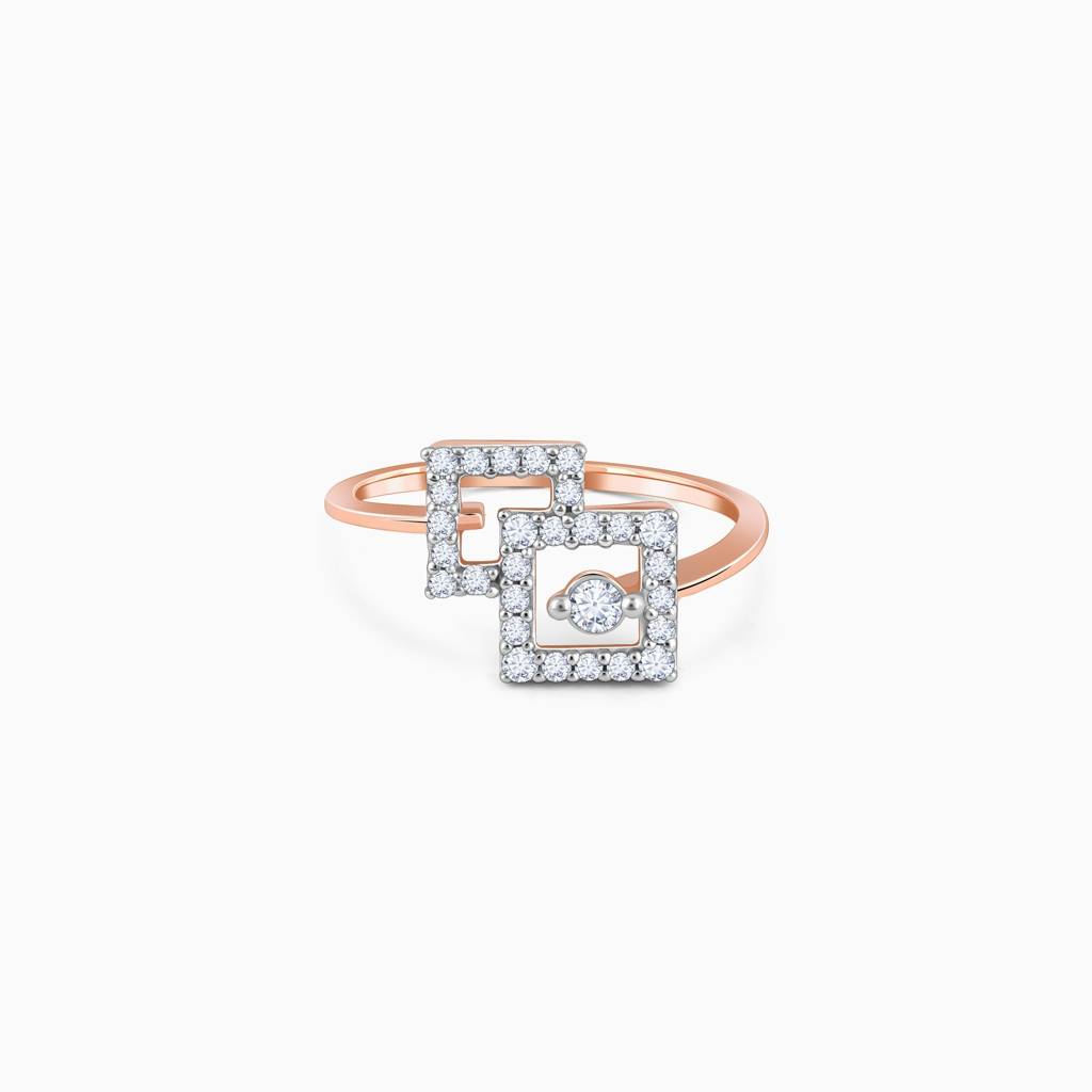 18K Rose Gold Fair And Square Lab Grown Diamond Ring|With Certificate Of Authenticity & Bis-Hallmarked Gold Jewellery : GDLR0618