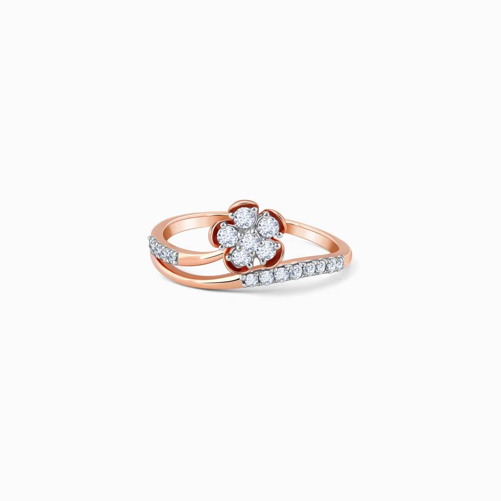 18K Rose Gold Floral Enigma Diamond Ring|With Certificate Of Authenticity & Bis-Hallmarked Gold Jewellery : GDLR0622