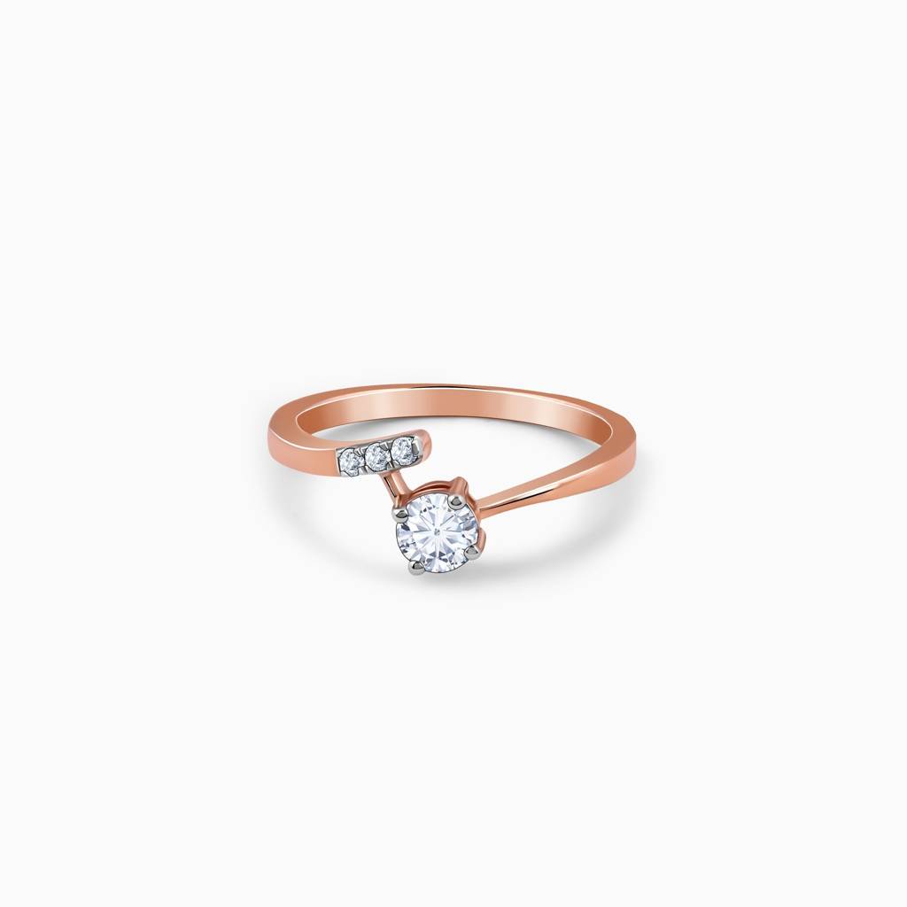 14K Rose Gold Linked In Love Solitaire Lab Grown Diamond Ring|With Certificate Of Authenticity & Bis-Hallmarked Gol : GDLR0676