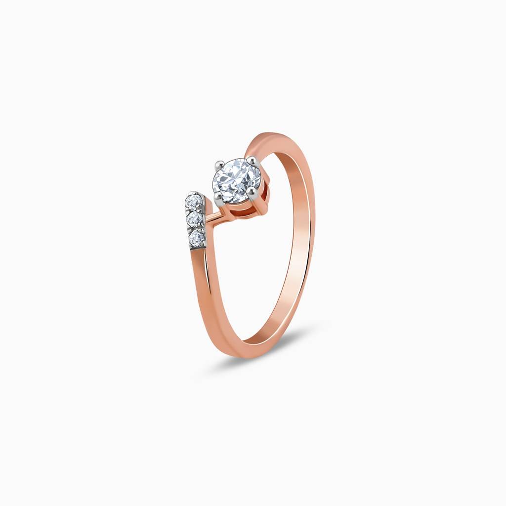 14K Rose Gold Linked In Love Solitaire Lab Grown Diamond Ring|With Certificate Of Authenticity & Bis-Hallmarked Gol : GDLR0676