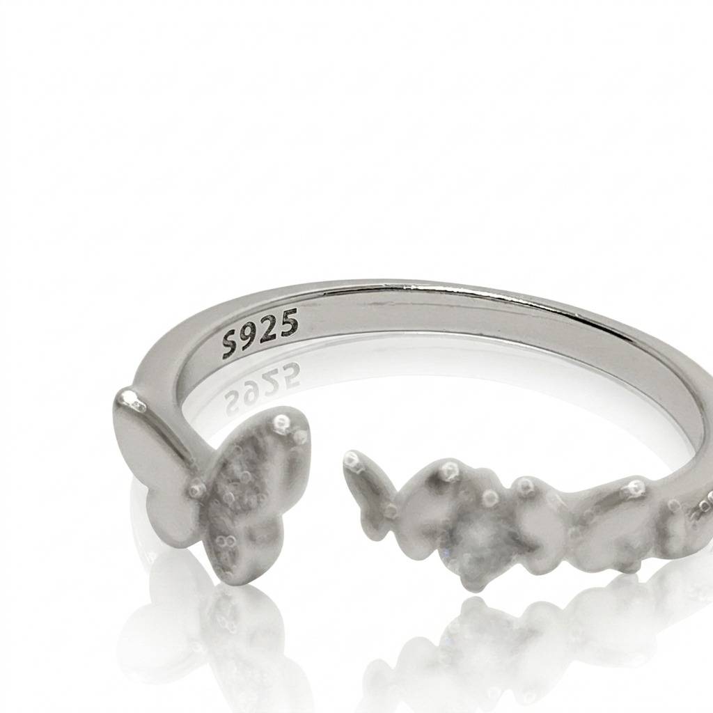 Butterfly Charm Adjustable Ring – Cute Everyday 925 Silver Ring : LRG-110056