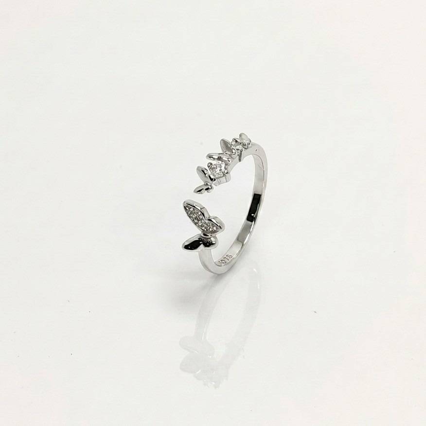 Butterfly Charm Adjustable Ring – Cute Everyday 925 Silver Ring : LRG-110056