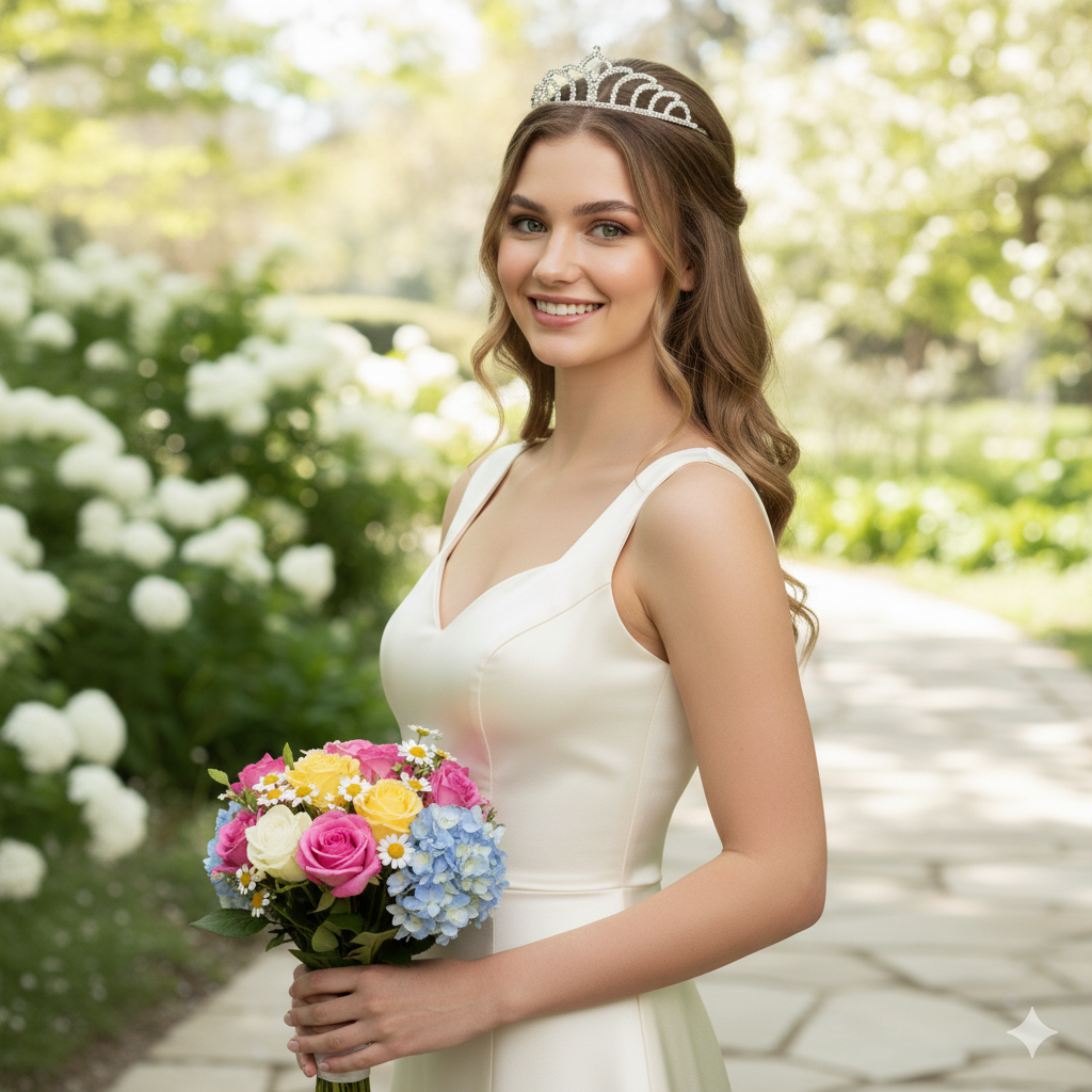 Silver Crystal Tiara For Women. Elegant Rhinestone Flower Crown Headband For Brides, Weddings, Prom & Pageants : M4SK-SMALL