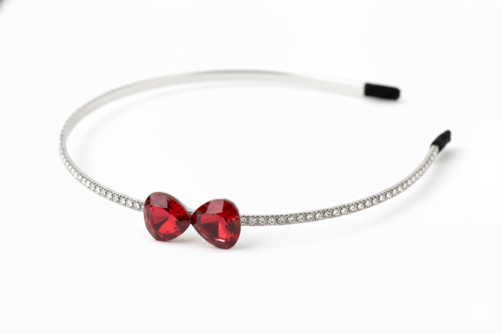 Bridal Teardrop Crystal Headband For Women Silver Rhinestone Wedding Tiara Hair Band Elegant Party Wear Desi : M4SK-T-RUBY-RED