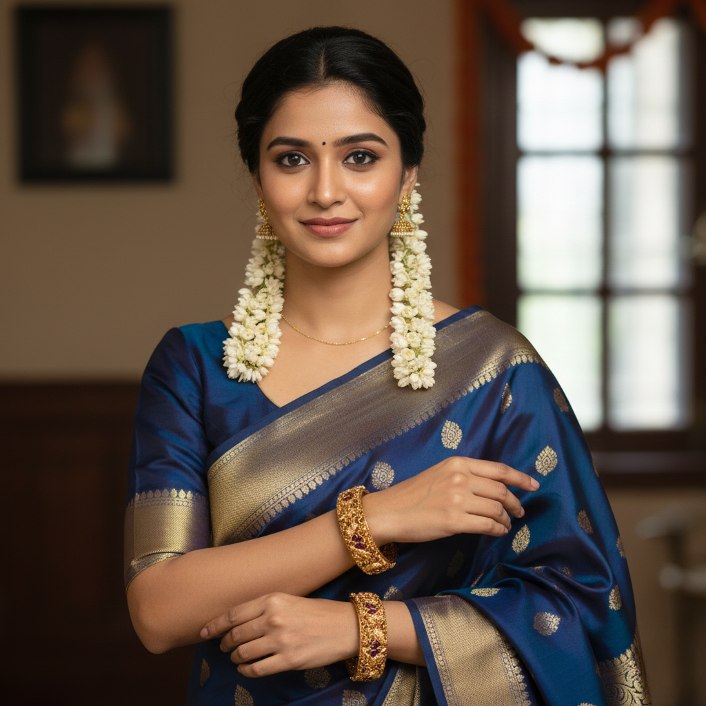 Bridal Laxmi Temple Bangles | South Indian Gold Plated Jewellery : V-1767