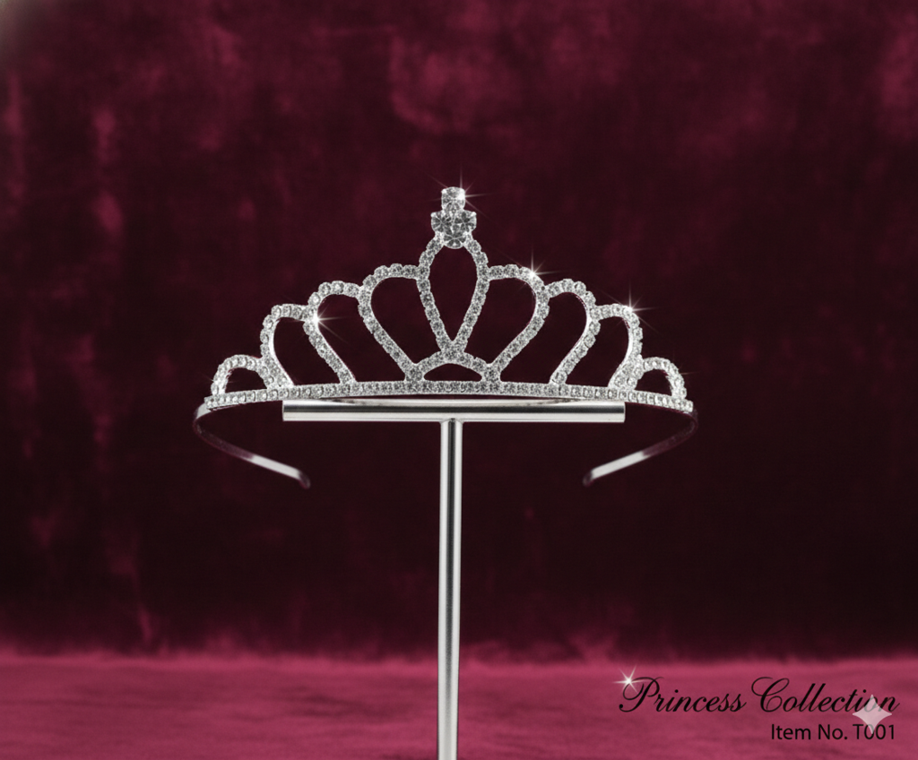 Silver Crystal Tiara For Women || Elegant Rhinestone Flower Crown Headband For Brides, Weddings, Prom & Pageants : M4SK-COMBO