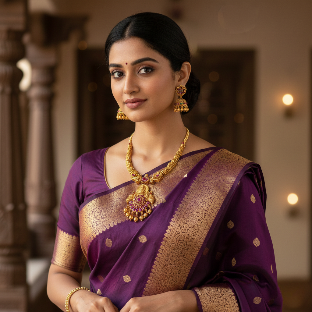 Divine Temple Jewellery Short Necklace Set | Traditional Gold Plated : K-1063