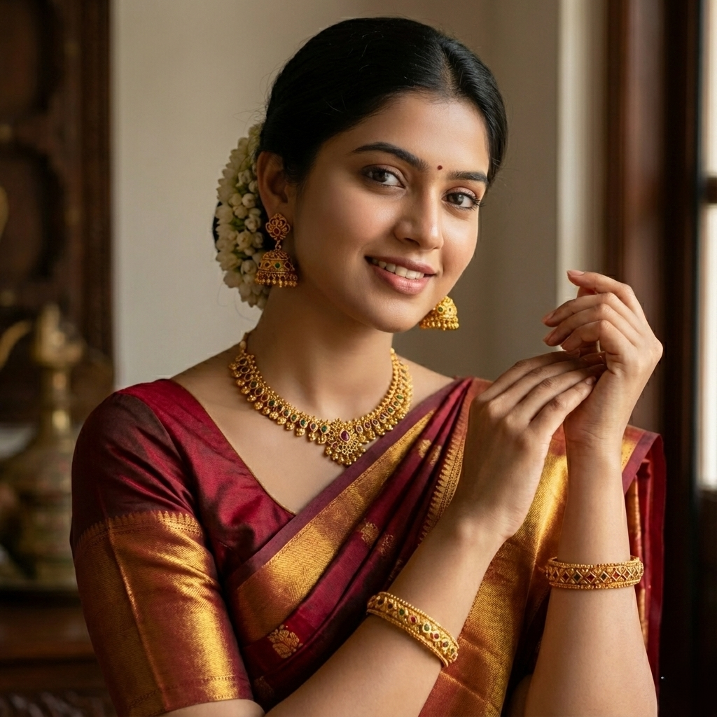 Antique Gold Plated Temple Jhumka Earrings | 1 Gram Jewellery : R-1156