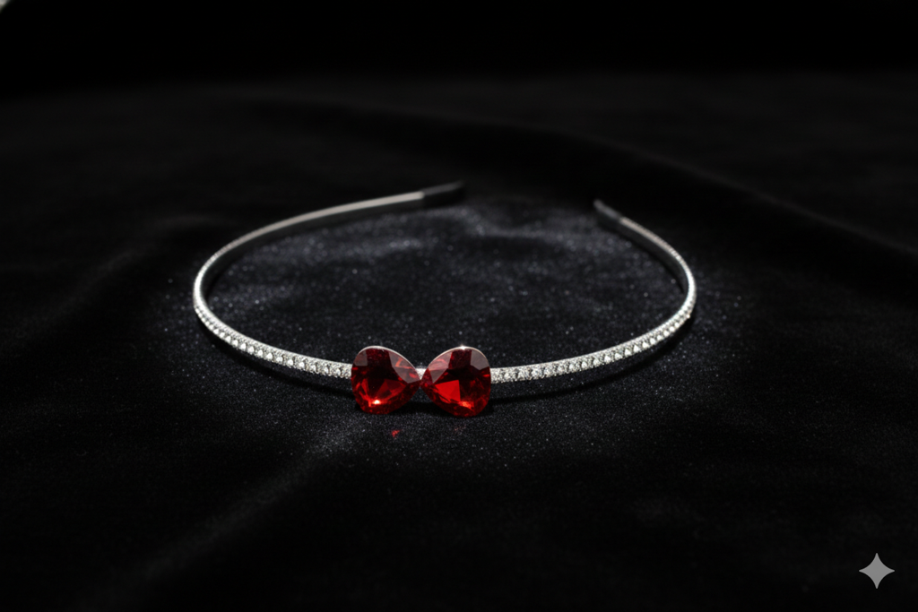Bridal Teardrop Crystal Headband For Women Silver Rhinestone Wedding Tiara Hair Band Elegant Party Wear Desi : M4SK-T-RUBY-RED
