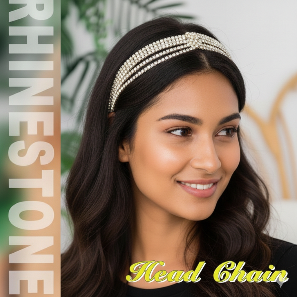 Multi Layer Crystal Bridal Headband For Women Elastic Rhinestone Wedding Forehead Hair Band Silver Party Wear De : M4SK-PT-SIL