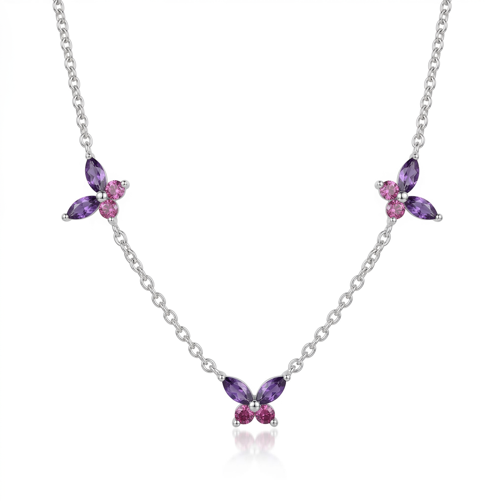 Silver Lilac Wings Necklace : 133