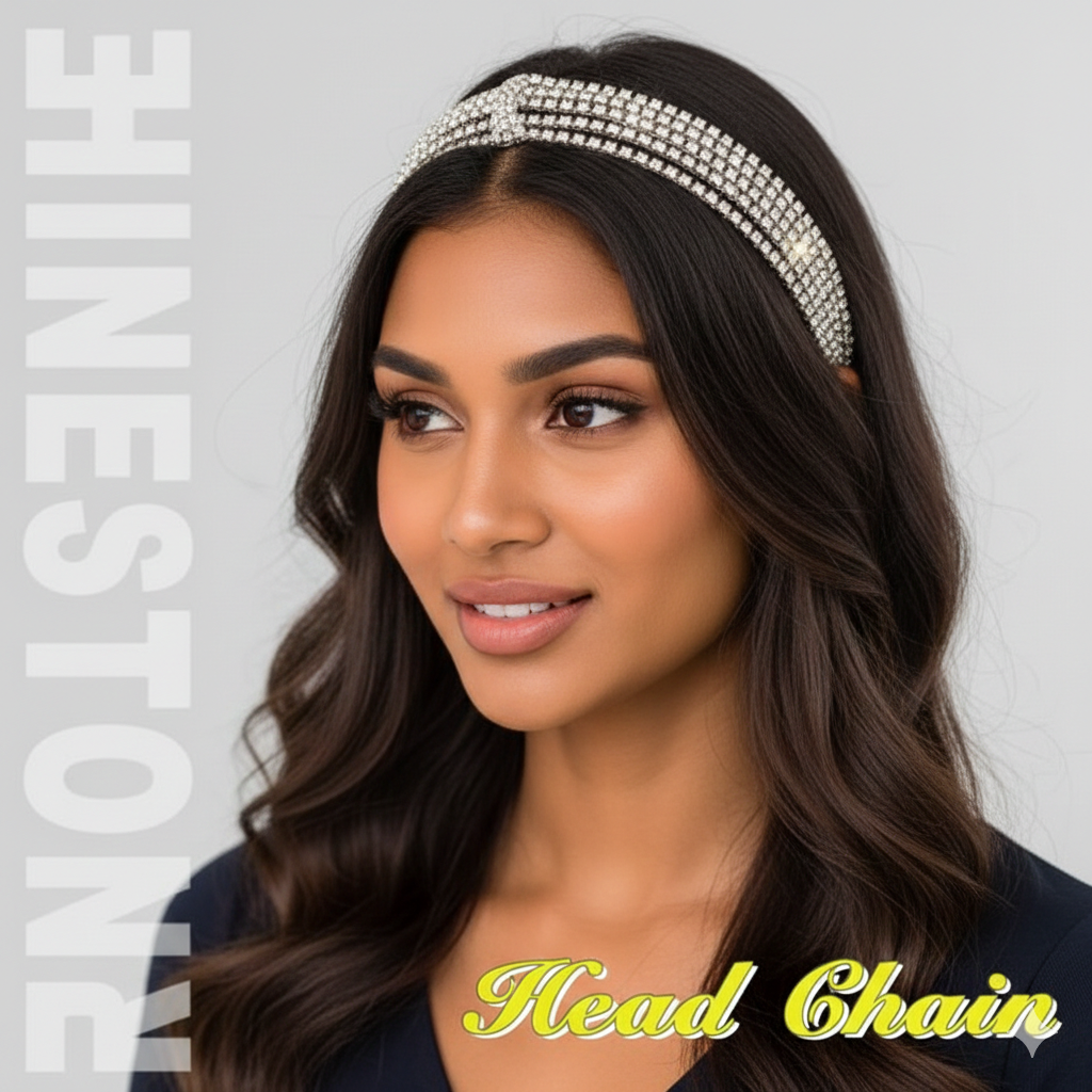 Multi Layer Crystal Bridal Headband For Women Elastic Rhinestone Wedding Forehead Hair Band Silver Party Wear De : M4SK-PT-SIL