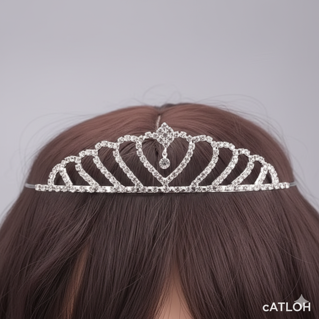 Silver Crystal Tiara For Women || Elegant Rhinestone Flower Crown Headband For Brides, Weddings, Prom & Pageants : M4SK-COMBO