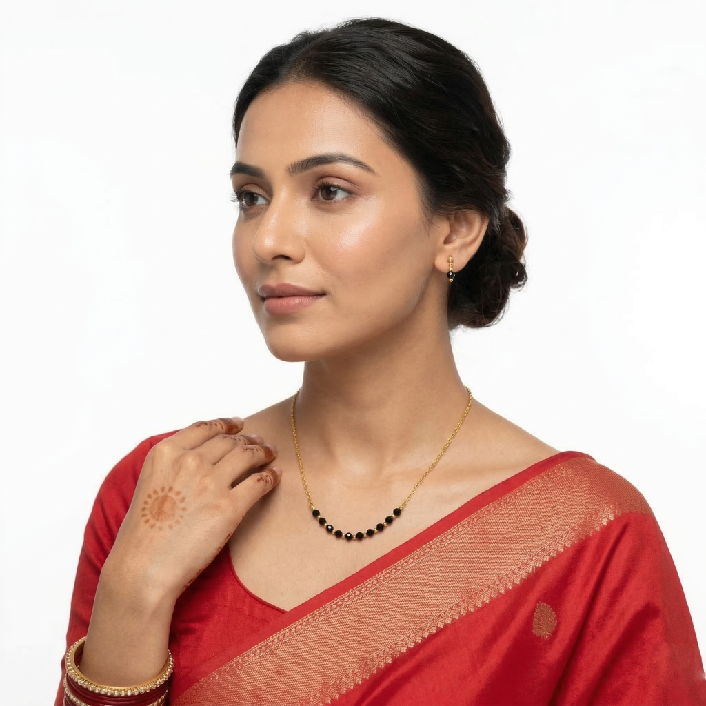 Gold Plated Mindnight Beads Mangalsutra : 480