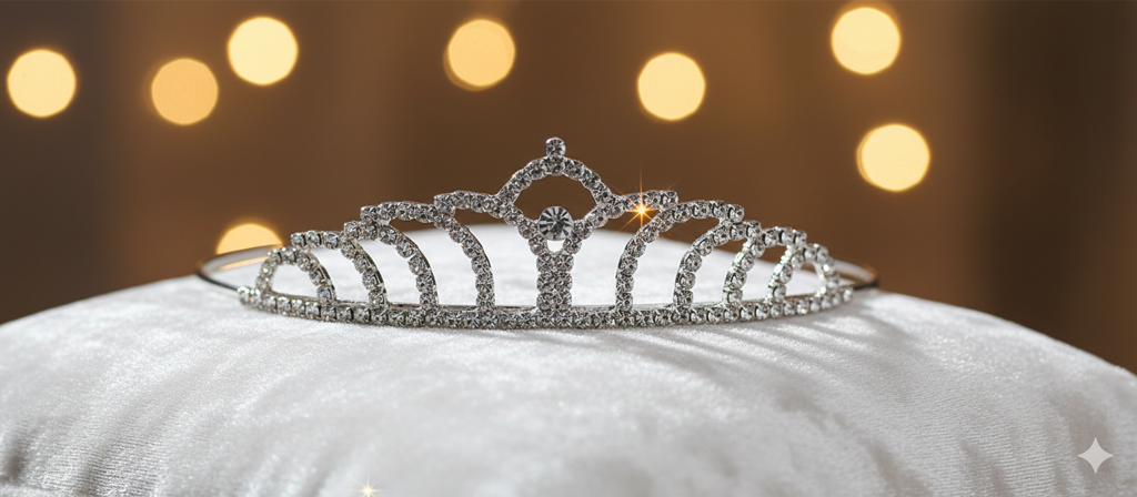 Silver Crystal Tiara For Women. Elegant Rhinestone Flower Crown Headband For Brides, Weddings, Prom & Pageants : M4SK-SMALL