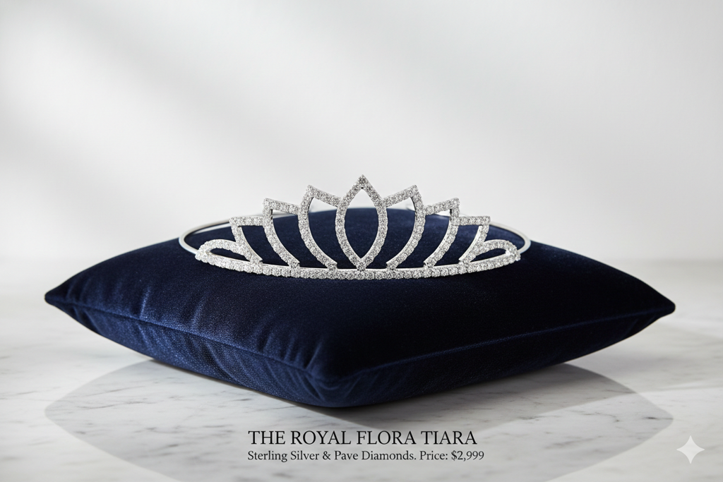 Silver Lotus Crystal Tiara For Women – Elegant Rhinestone Flower Crown Headband For Brides, Weddings, Prom & Page : M4SK-LOTUS