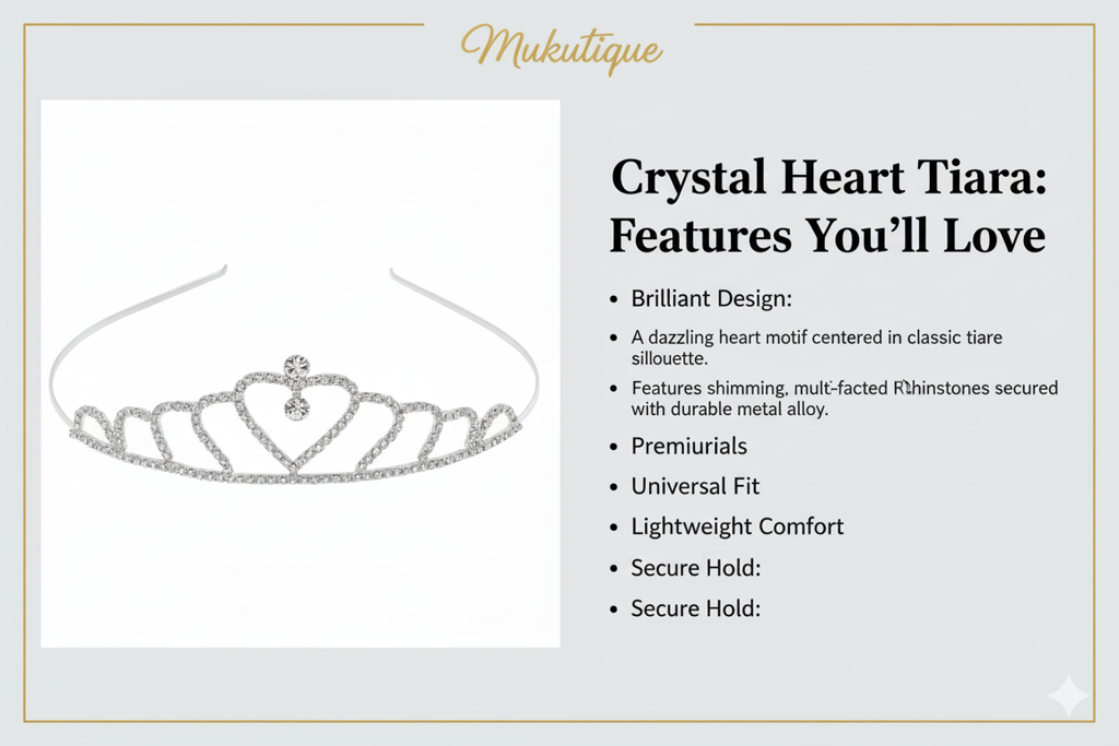 Silver Crystal Tiara For Women | Elegant Rhinestone Flower Crown Headband For Brides, Weddings, Prom & Pageants : M4SK-HART