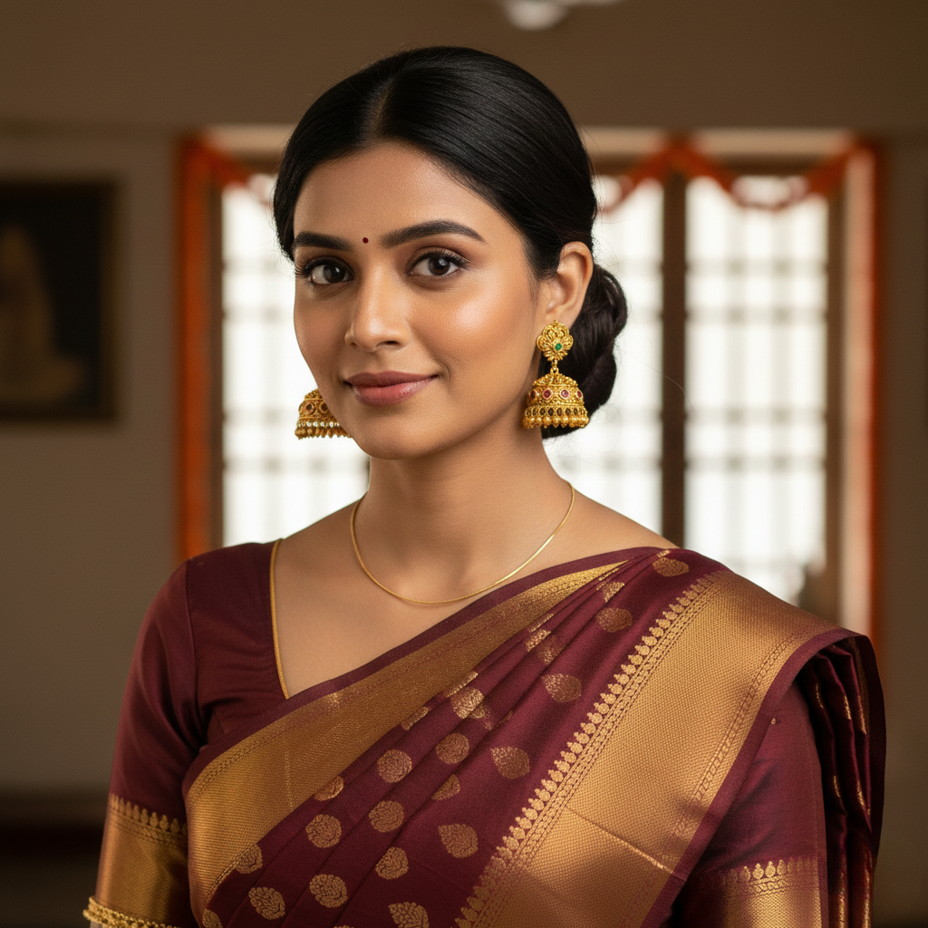 Antique Gold Plated Temple Jhumka Earrings | 1 Gram Jewellery : R-1156