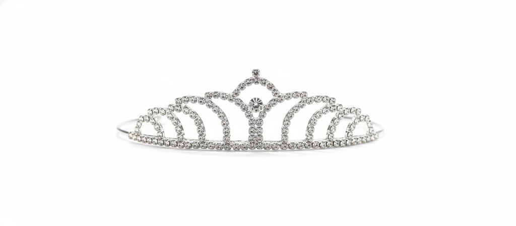 Silver Crystal Tiara For Women. Elegant Rhinestone Flower Crown Headband For Brides, Weddings, Prom & Pageants : M4SK-SMALL