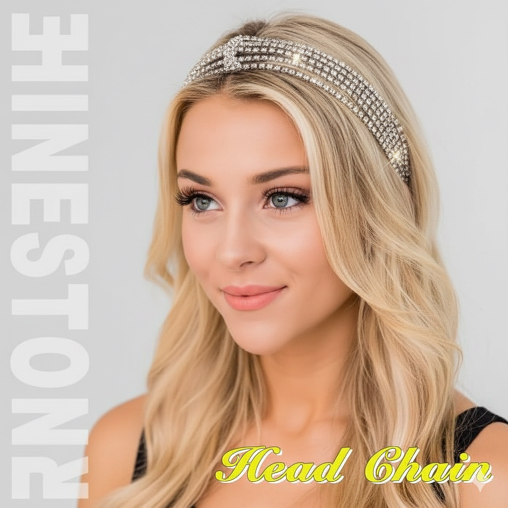 Multi Layer Crystal Bridal Headband For Women Elastic Rhinestone Wedding Forehead Hair Band Silver Party Wear De : M4SK-PT-SIL