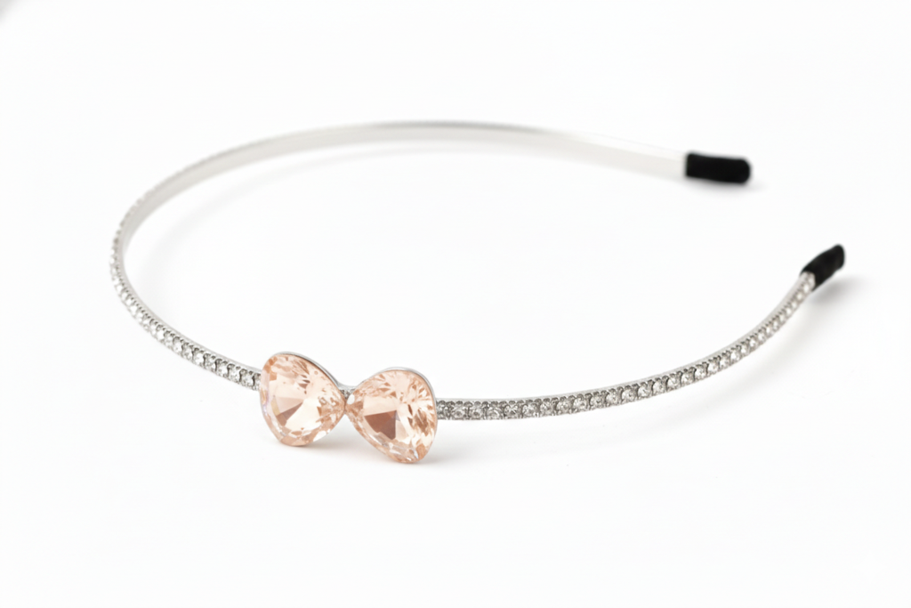 Bridal Teardrop Crystal Headband For Women Silver Rhinestone Wedding Tiara Hair Band Elegant Party Wear Designe : M4SK-T-PEACH