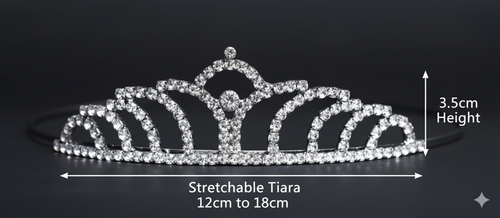 Silver Crystal Tiara For Women. Elegant Rhinestone Flower Crown Headband For Brides, Weddings, Prom & Pageants : M4SK-SMALL