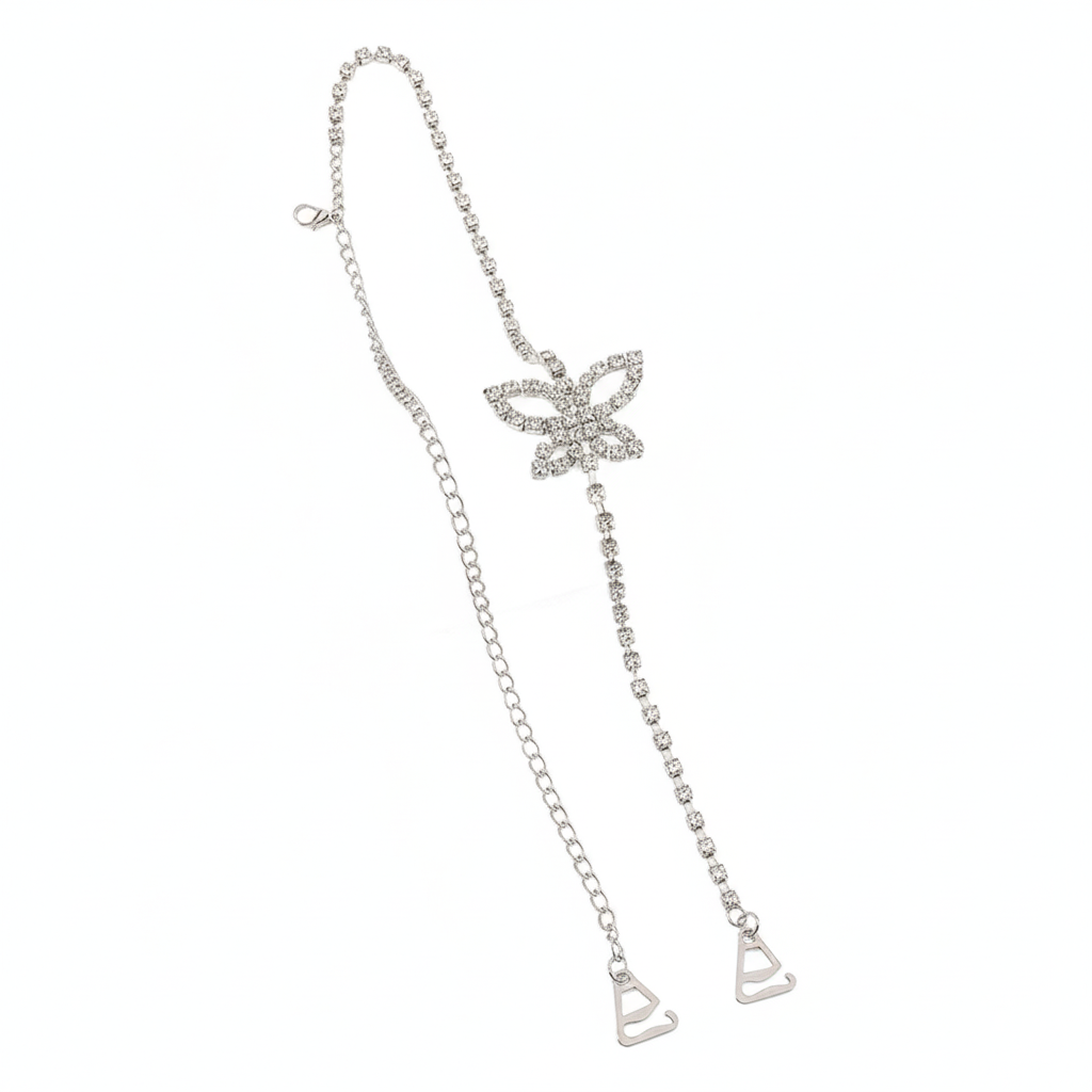 1Pc Butterfly Rhinestone Bra Straps, Decorative Crystal Butterfly Replacement Straps, Adjustable Detachable : M4SK-BTR-STP-1PC