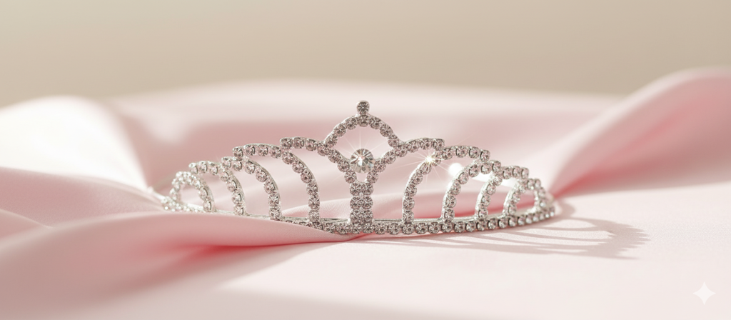Silver Crystal Tiara For Women. Elegant Rhinestone Flower Crown Headband For Brides, Weddings, Prom & Pageants : M4SK-SMALL