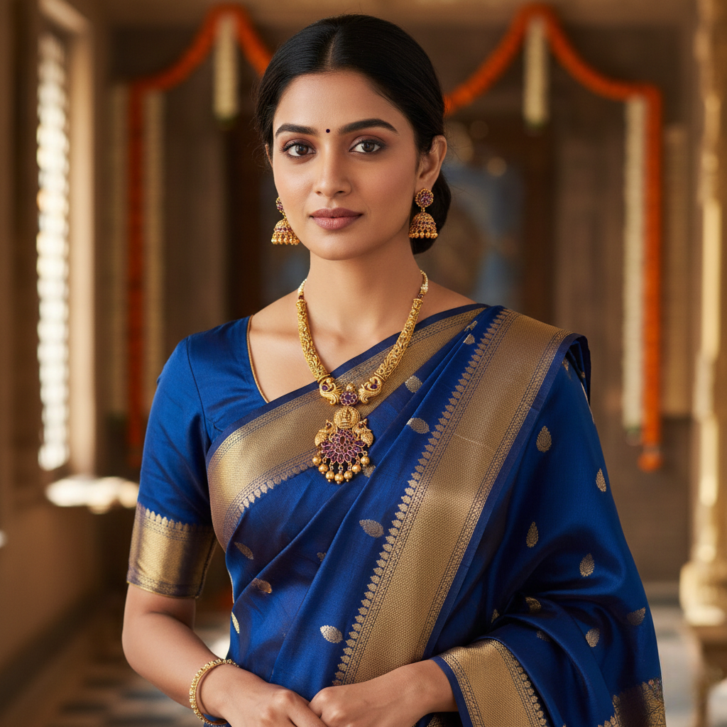 Divine Temple Jewellery Short Necklace Set | Traditional Gold Plated : K-1063