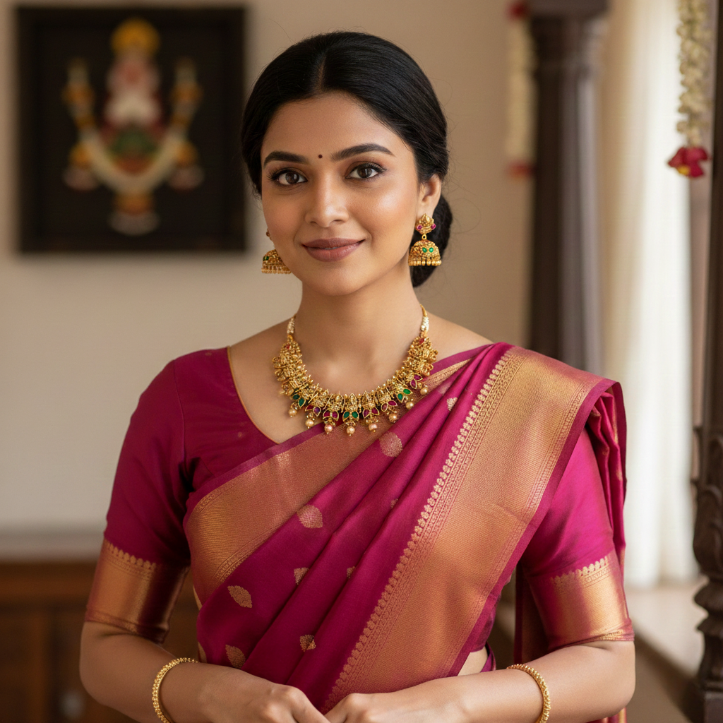 Royal Temple Jewellery Short Necklace Set | Premium Antique Finish : K-1059
