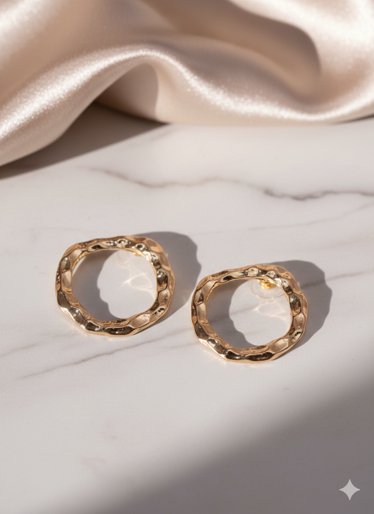 Gold Plated Textured Hoop Earring For Women : WestEar30