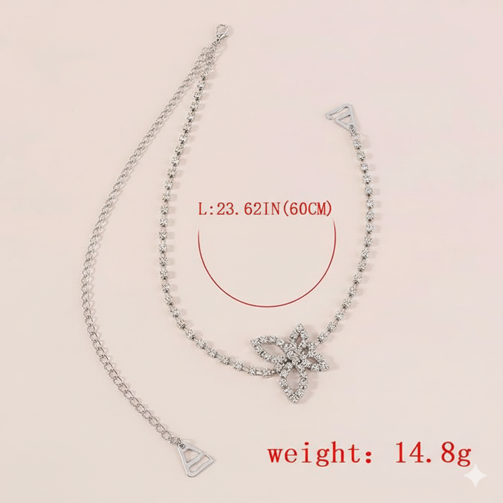 1Pc Butterfly Rhinestone Bra Straps, Decorative Crystal Butterfly Replacement Straps, Adjustable Detachable : M4SK-BTR-STP-1PC