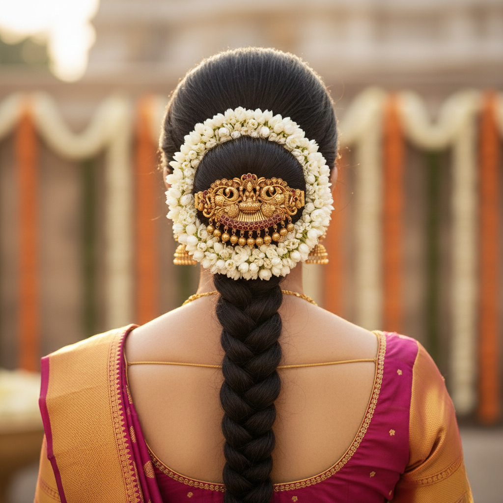Divine Laxmi Temple Jewellery Hair Clip | Antique Gold Plated Traditional Design : V-1542