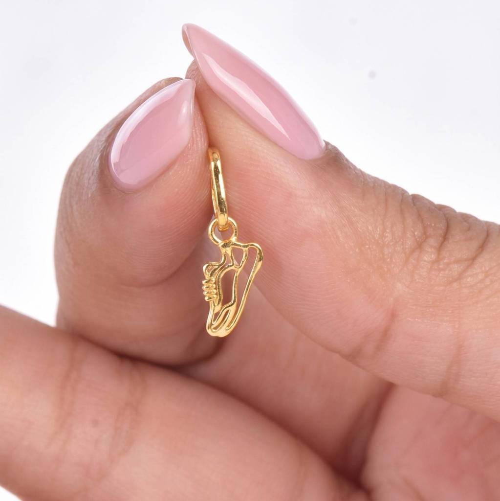 925 Sterling Silver Shoe Charm For Women | Jump Ring | Gift For Women And Girls | With Certificate Of Authentic : ACC00158-YGP
