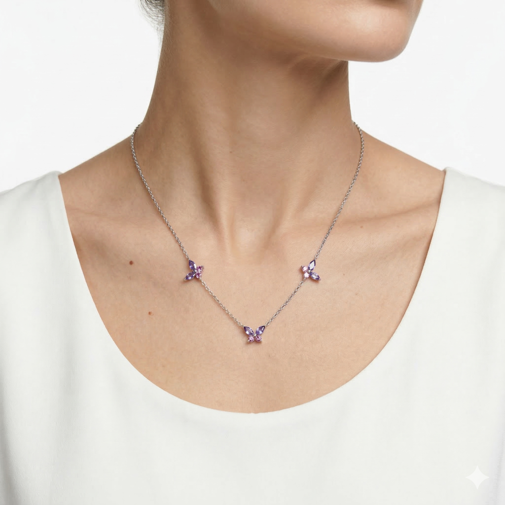 Silver Lilac Wings Necklace : 133