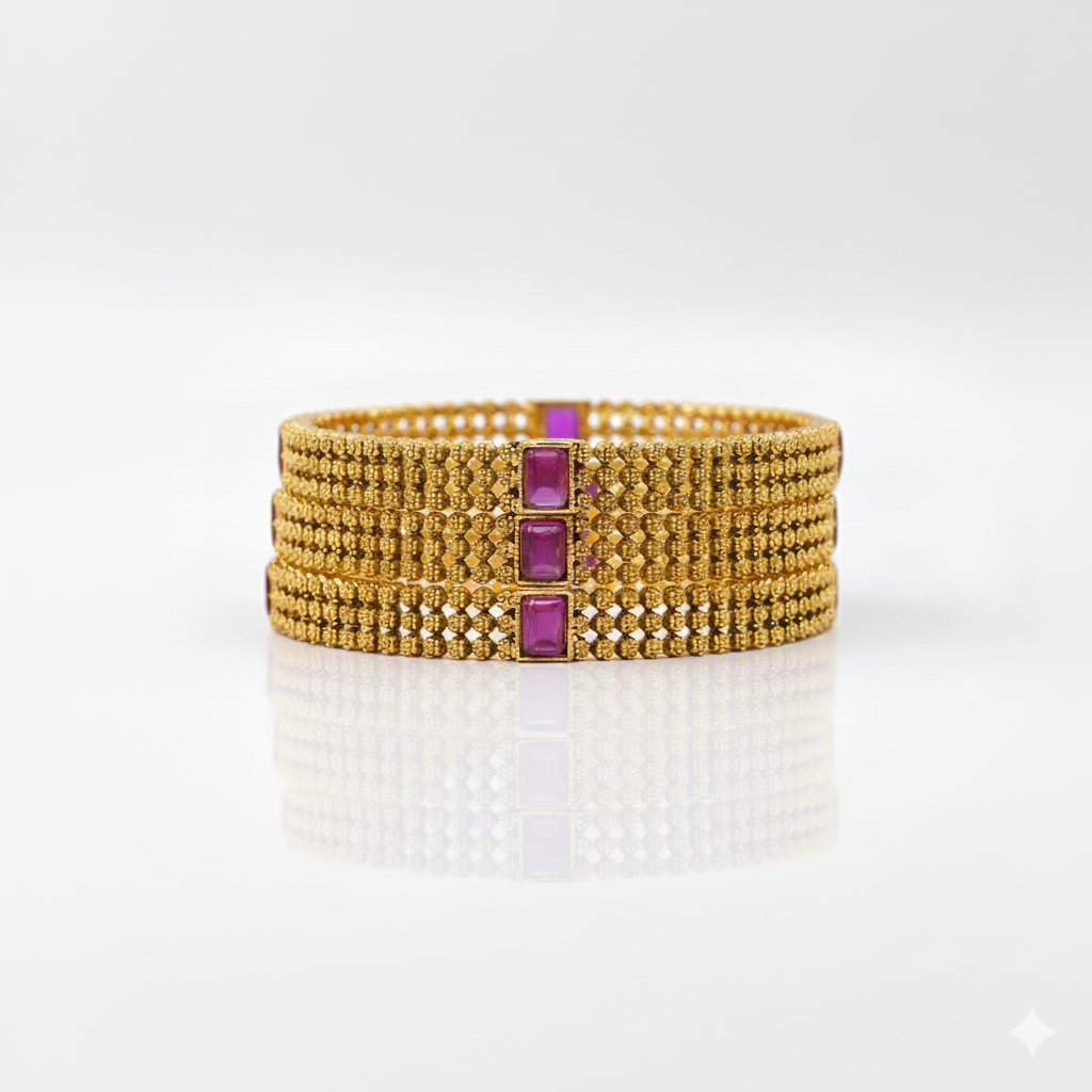 Iconic Laxmi Temple Bangles | South Indian Bridal Gold Jewellery : V-1826