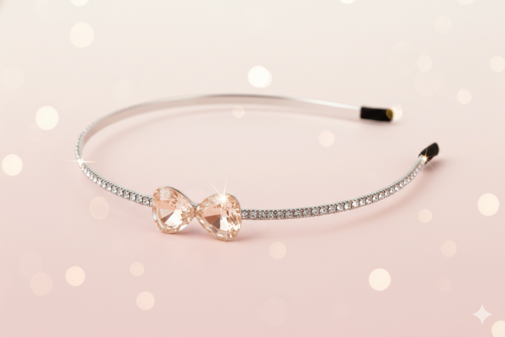 Bridal Teardrop Crystal Headband For Women Silver Rhinestone Wedding Tiara Hair Band Elegant Party Wear Designe : M4SK-T-PEACH