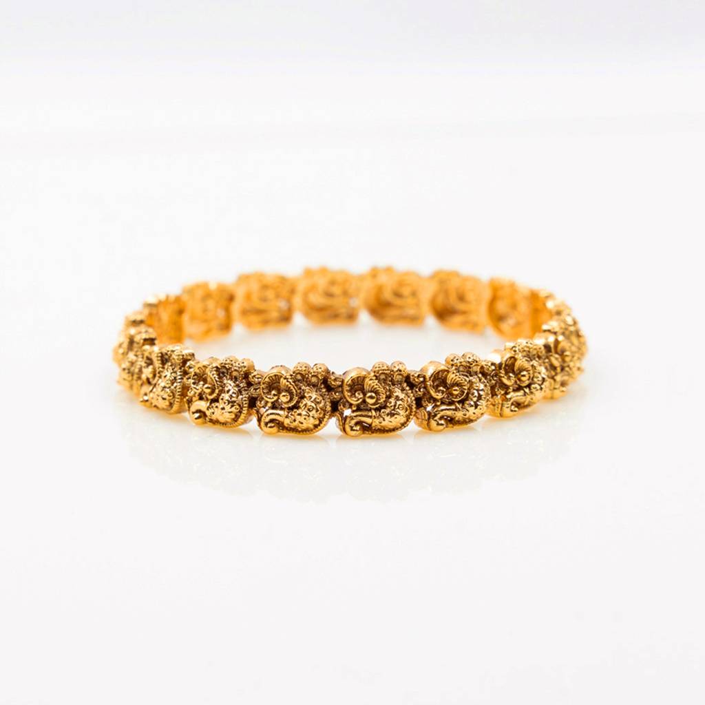 Prosperity Laxmi Temple Bangles | Antique Gold Plated South Indian Jewellery : K-1003PAIROF2