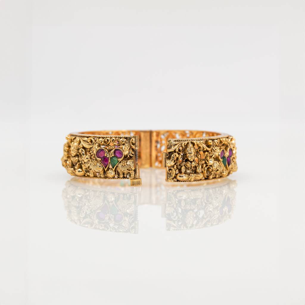 Bridal Laxmi Temple Bangles | South Indian Gold Plated Jewellery : V-1767