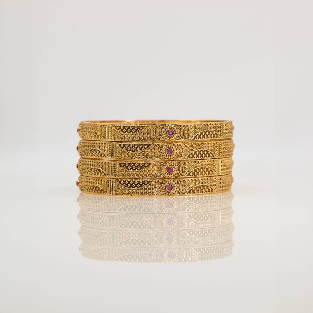 Celestial Laxmi Temple Bangles | Antique Gold Plated South Indian Jewellery : V-1828