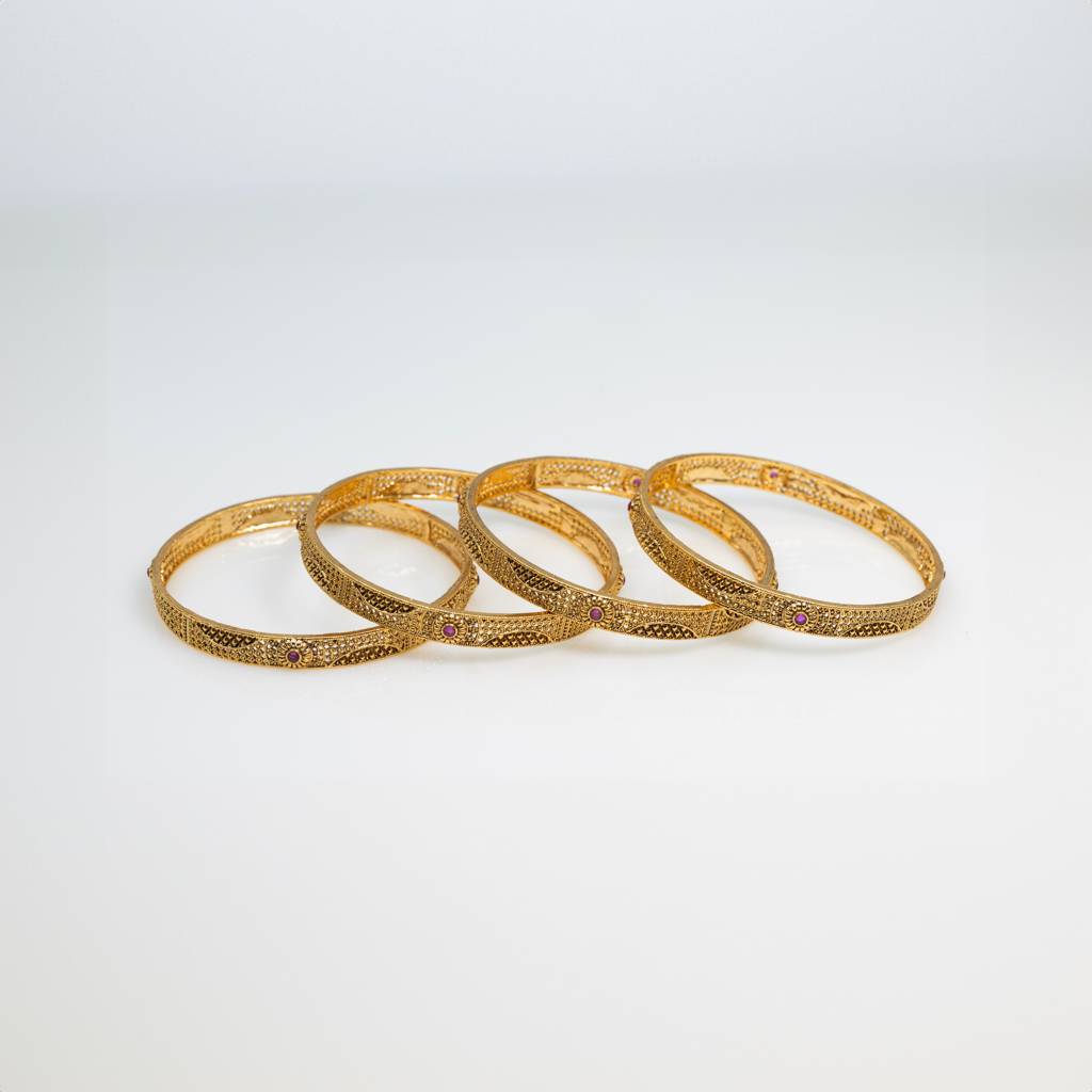 Celestial Laxmi Temple Bangles | Antique Gold Plated South Indian Jewellery : V-1828