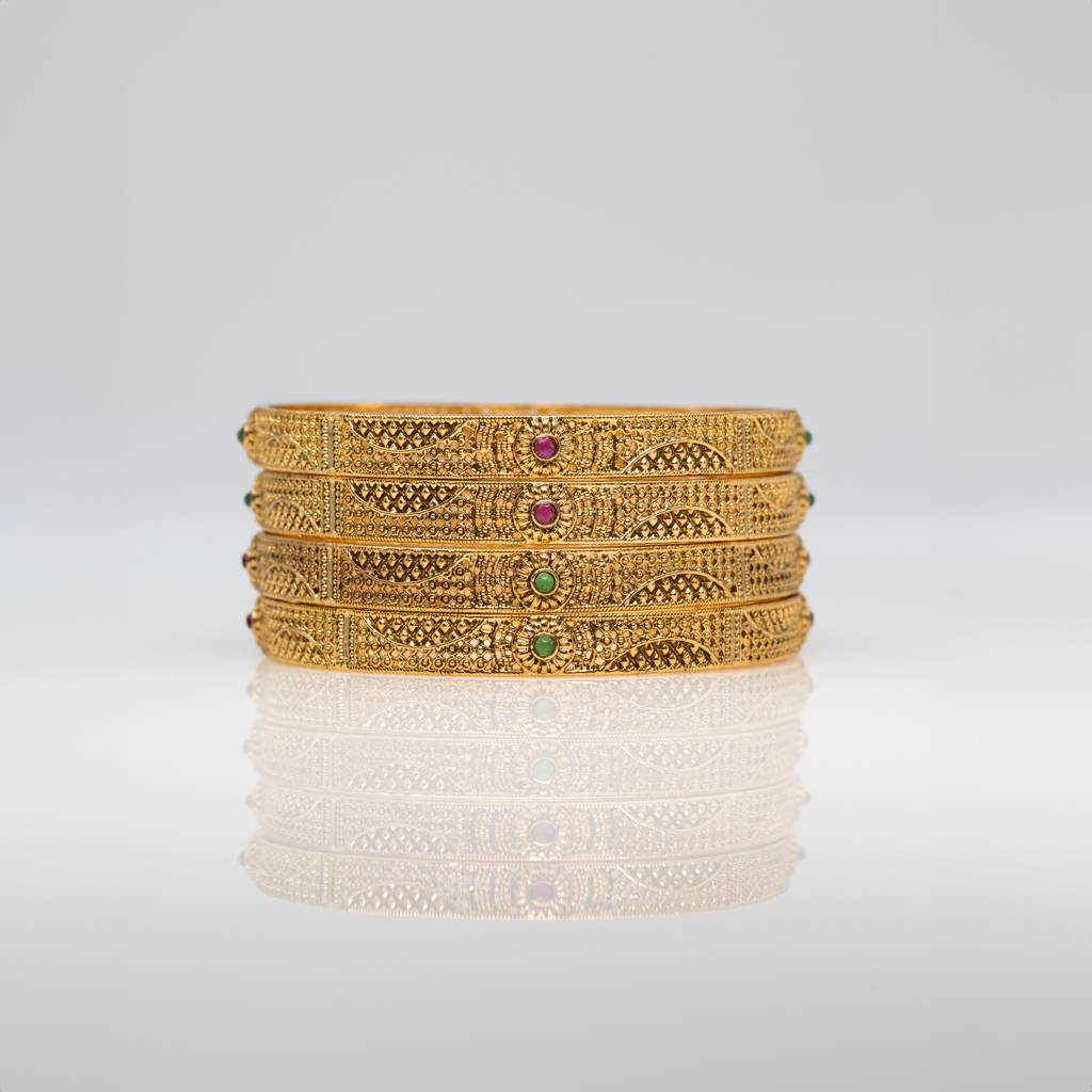 Celestial Laxmi Temple Bangles | Antique Gold Plated South Indian Jewellery : V-1828