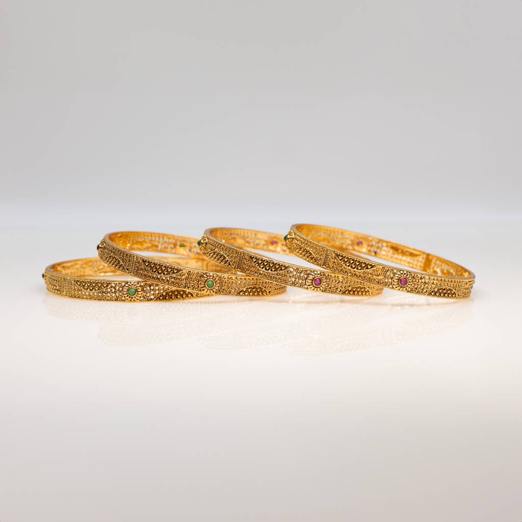 Celestial Laxmi Temple Bangles | Antique Gold Plated South Indian Jewellery : V-1828