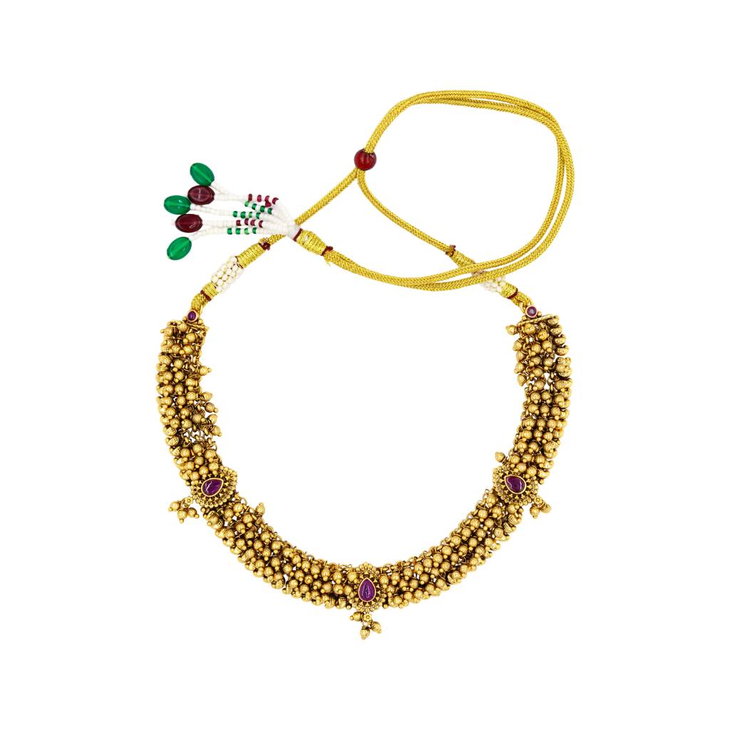 Classic Temple Jewellery Short Necklace Set | South Indian Bridal : K-1770