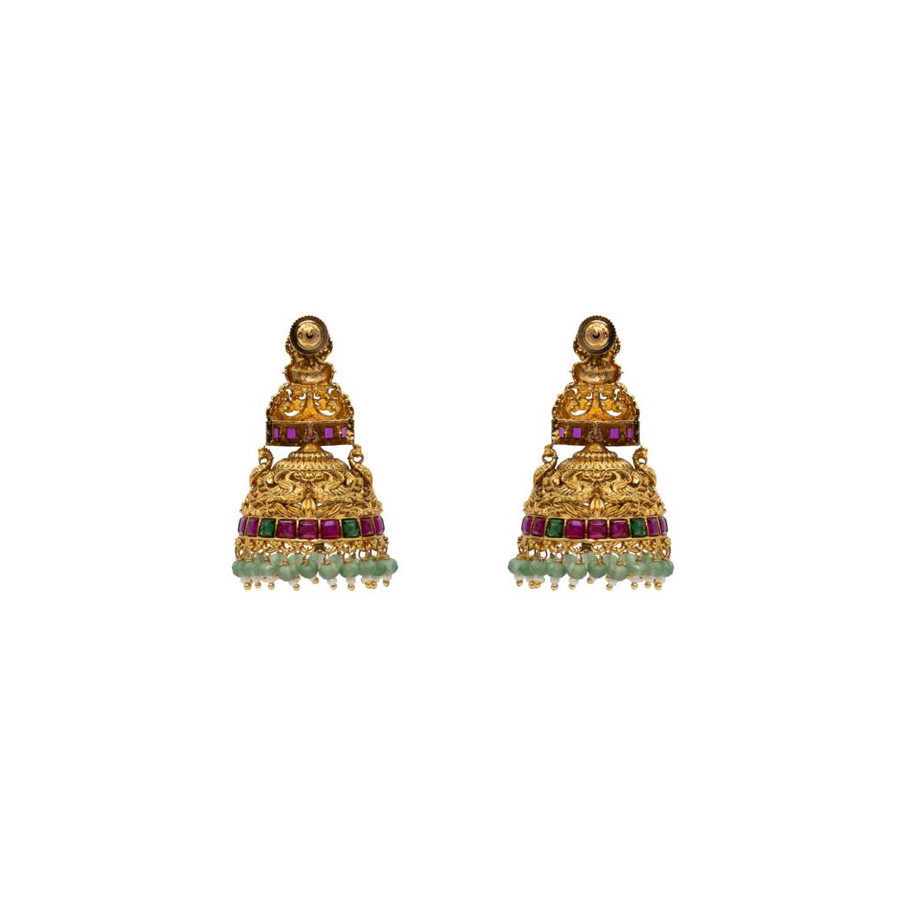 Traditional Gold Plated Temple Jhumka | 1 Gram Jewellery : R-1664