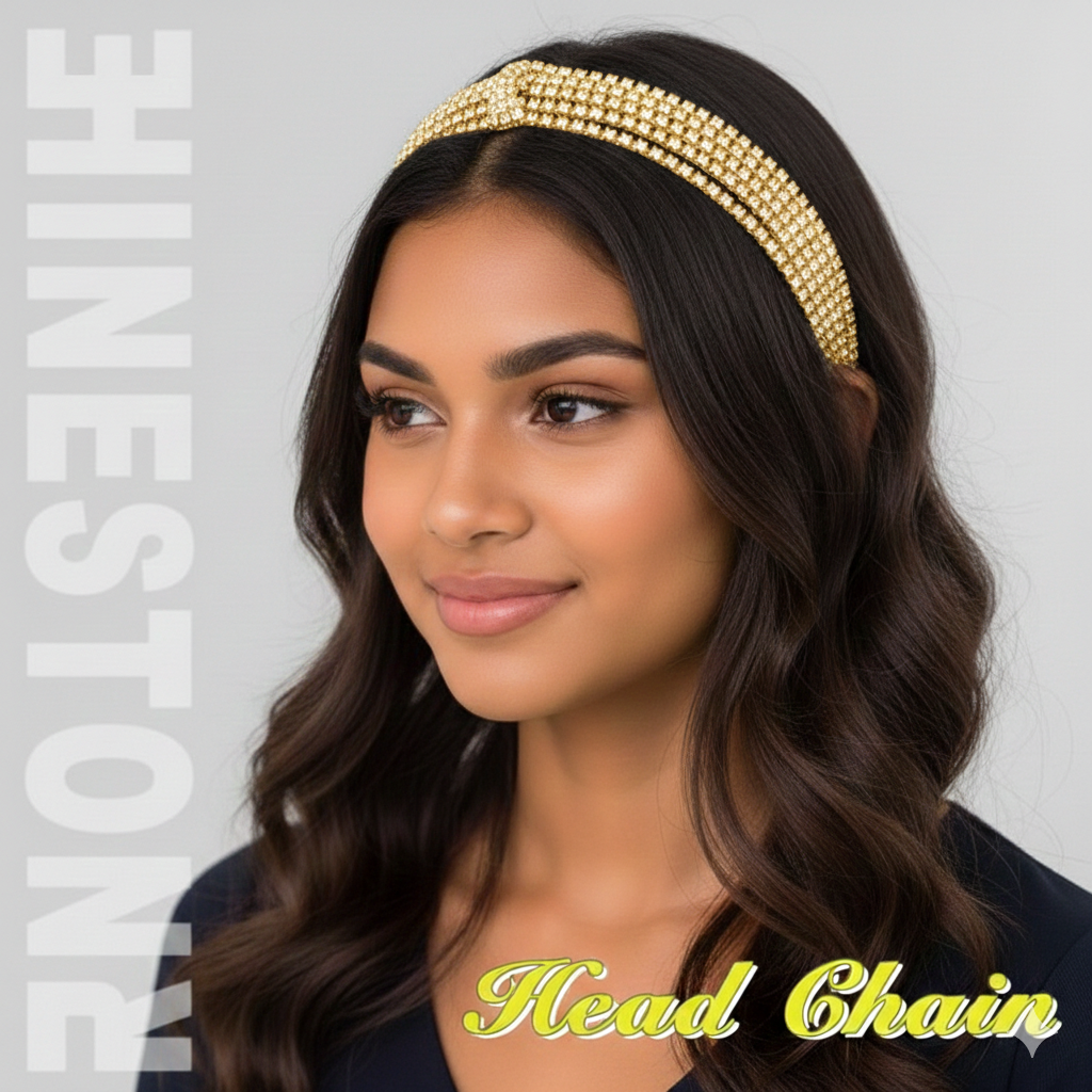 Multi Layer Crystal Bridal Headband For Women Elastic Rhinestone Wedding Forehead Hair Band Silver Party Wear De : M4SK-PT-SIL