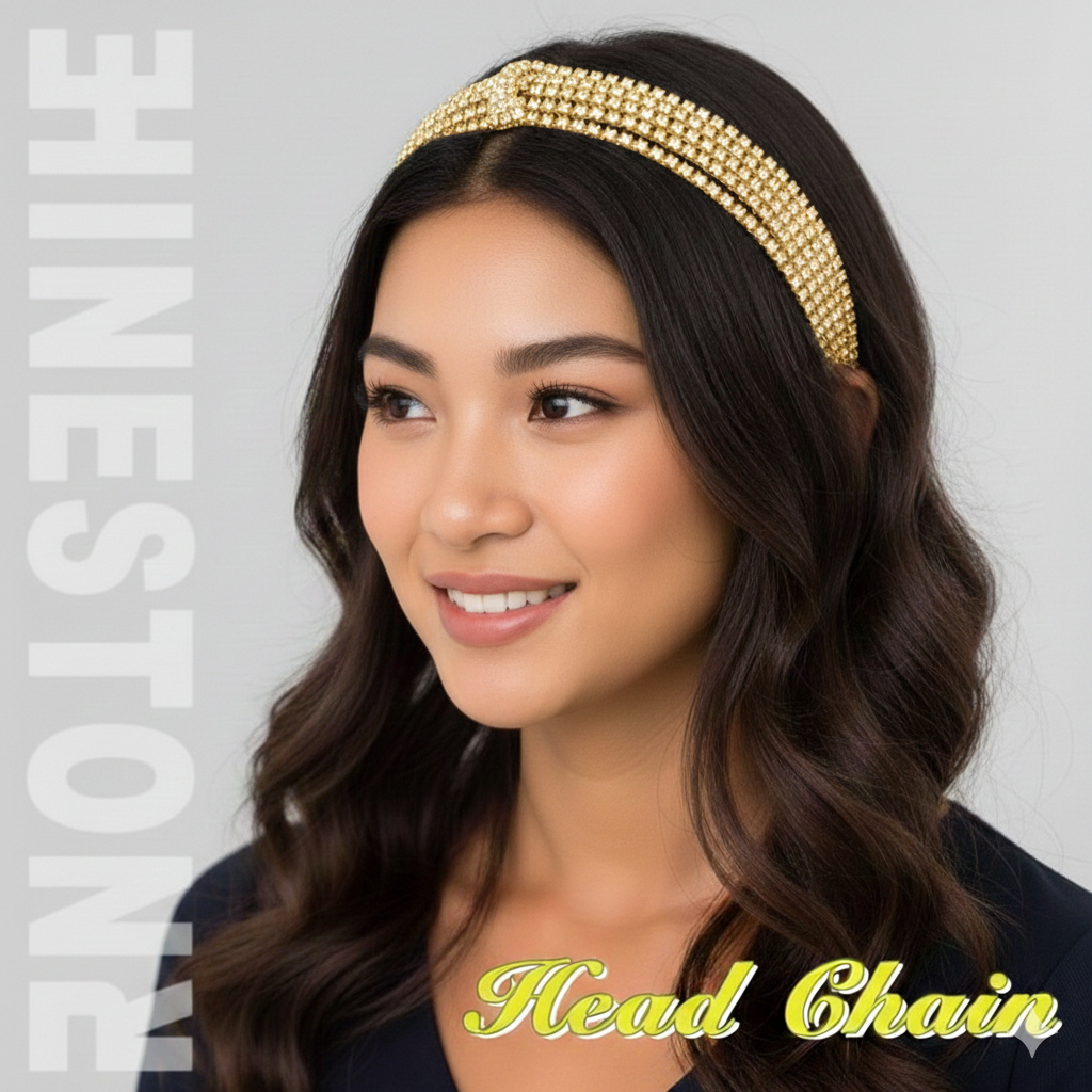 Multi Layer Crystal Bridal Headband For Women Elastic Rhinestone Wedding Forehead Hair Band Silver Party Wear De : M4SK-PT-SIL